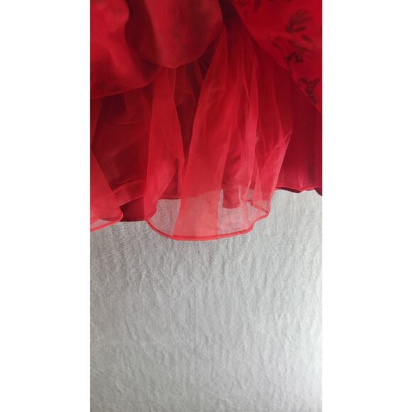 Girls Rare Editions Dress Velvet and Red SZ 3T - Picture 4 of 8